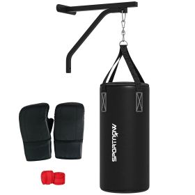 Soozier Unfilled Punching Bag for Adults, Heavy Bag Wall Mount Set with Bracket, Boxing Gloves