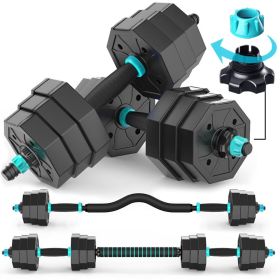 Adjustable Dumbbell Set 44 LBS with Curl Bar, Barbell Weight Set for Home Gym, 3 in 1 Dumbellsweights Set for Men and Women