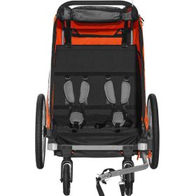 VEVOR Bike Trailer for Toddlers, Kids, Double Seat, 100 lbs Load, 2-In-1 Canopy Carrier Converts to Stroller