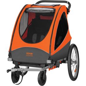 VEVOR Bike Trailer for Toddlers, Kids, Double Seat, 110 lbs Load, 2-In-1 Canopy Carrier Converts to Stroller