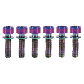 6 Pieces Mountain Bike M5 x 18mm Titanium Stem Bolts Screw With Washer(titanium) (Option: colorful)