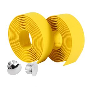 2pcs Cycling Road Bike Bicycle Handlebar Grip Wrap Tape   2 Bar Plugs(Black+White) (Color: yellow)