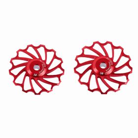 2pcs Red 13T MTB Bike Aluminium Jockey Wheel Rear Derailleur Pulley(red 13T) (Option: 13T-red)