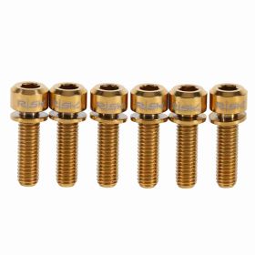 6 Pieces Mountain Bike M5 x 18mm Titanium Stem Bolts Screw With Washer(titanium) (Option: golden)