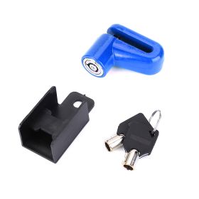 Metal Bike Lock Disc Brakes Anti Theft Bicycle Locks With Plastic Frame & Keys Blue (Color: Blue)