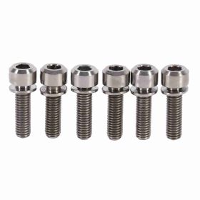 6 Pieces Mountain Bike M5 x 18mm Titanium Stem Bolts Screw With Washer(titanium) (Option: Titanium color)