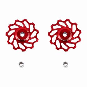 2pcs Red 13T MTB Bike Aluminium Jockey Wheel Rear Derailleur Pulley(red 13T) (Option: 11T-red)