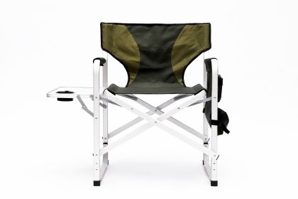 1-piece Padded Folding Outdoor Chair with Side Table and Storage Pockets; Lightweight Oversized Directors Chair for indoor;  Outdoor Camping;  Picnics (Color: green)