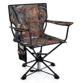 360° Swivel Hunting Chair Portable Foldable Hunting Chair with Mesh Cup Holder and Storage Pockets (Color: Camouflage)